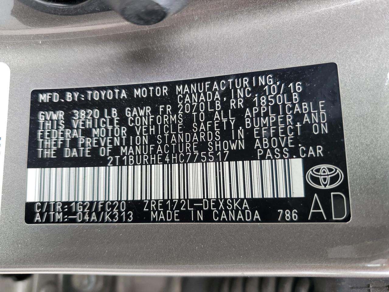 2017 TOYOTA COROLLA GRAY - Image 13