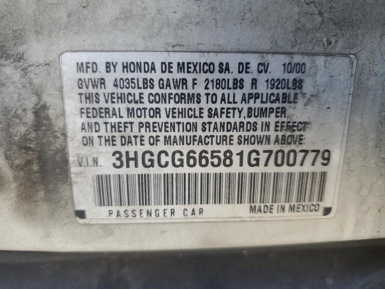 2001 HONDA ACCORD - Image 12