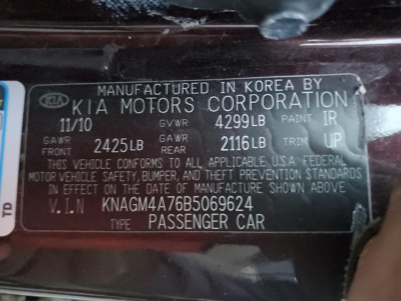 2011 KIA OPTIMA BURGUNDY - Image 13
