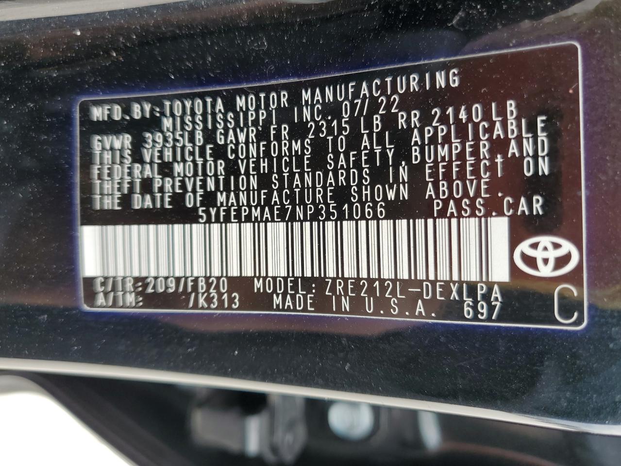 2022 TOYOTA COROLLA BLACK - Image 13