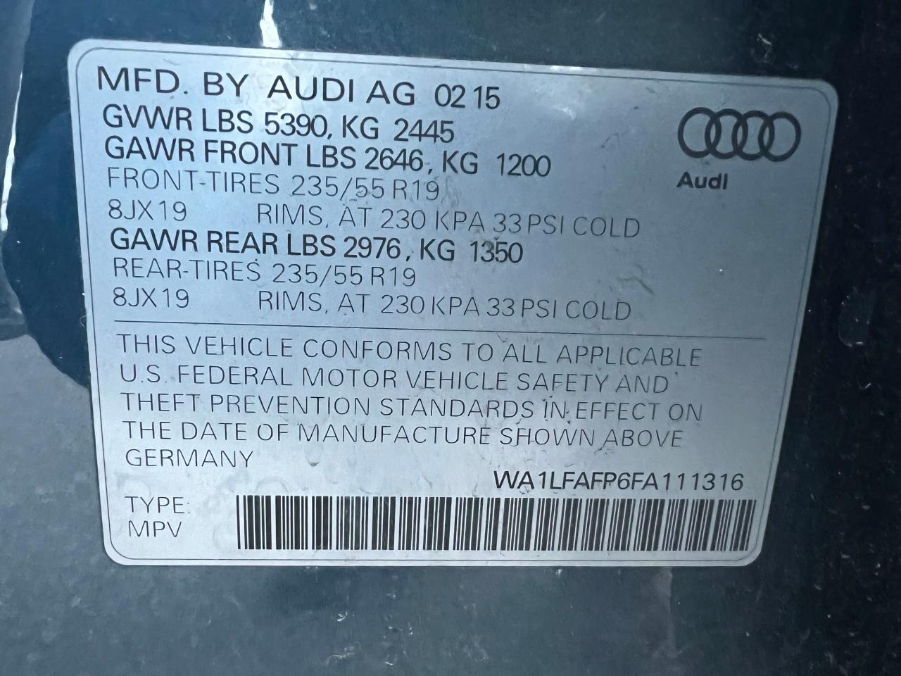 2015 AUDI Q5 - Image 10