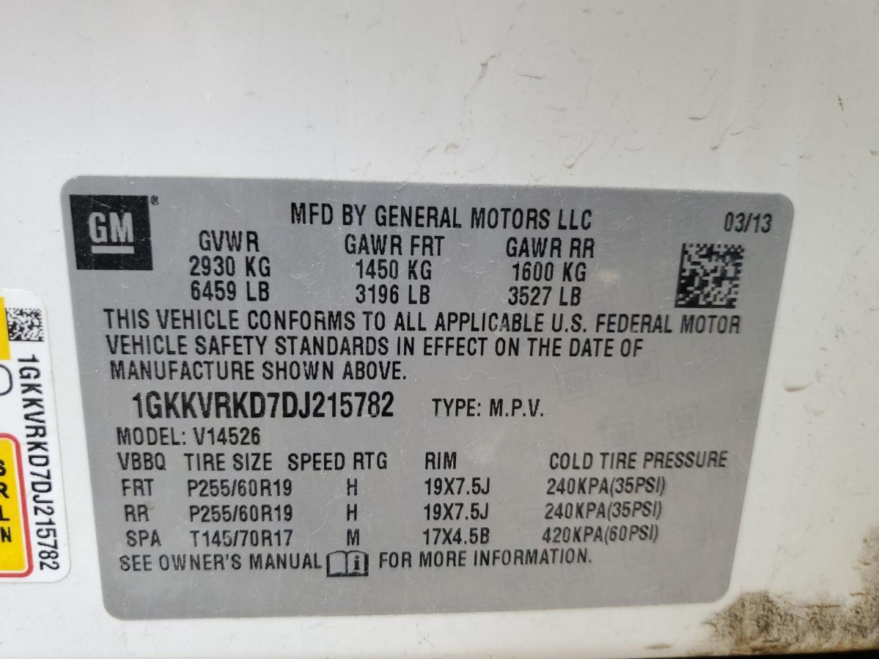 2013 GMC ACADIA WHITE - Image 13