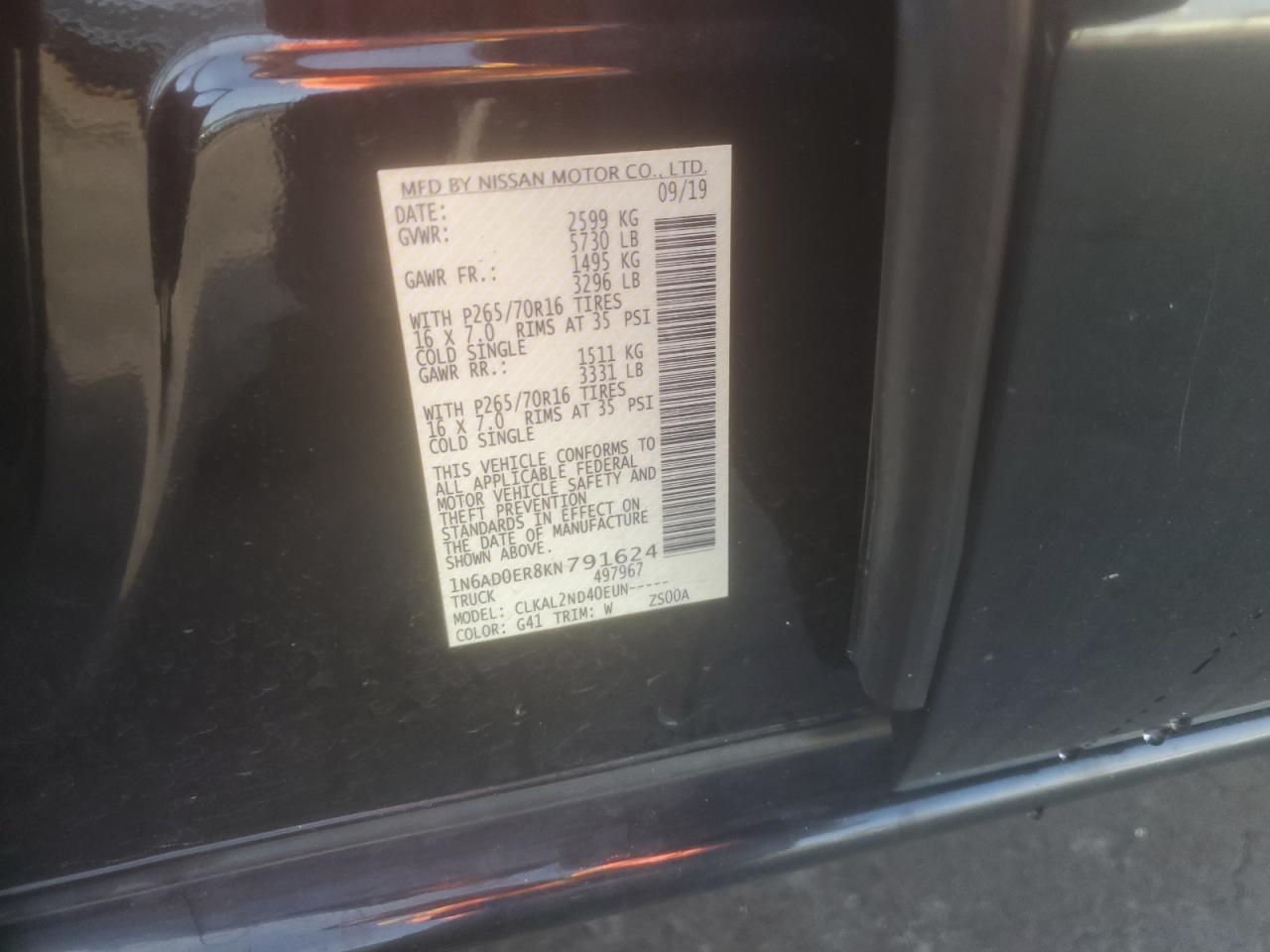 2019 NISSAN FRONTIER BLACK - Image 13