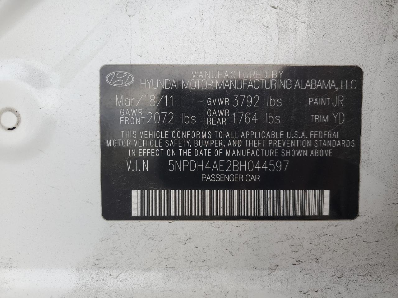 2011 HYUNDAI ELANTRA - Image 12