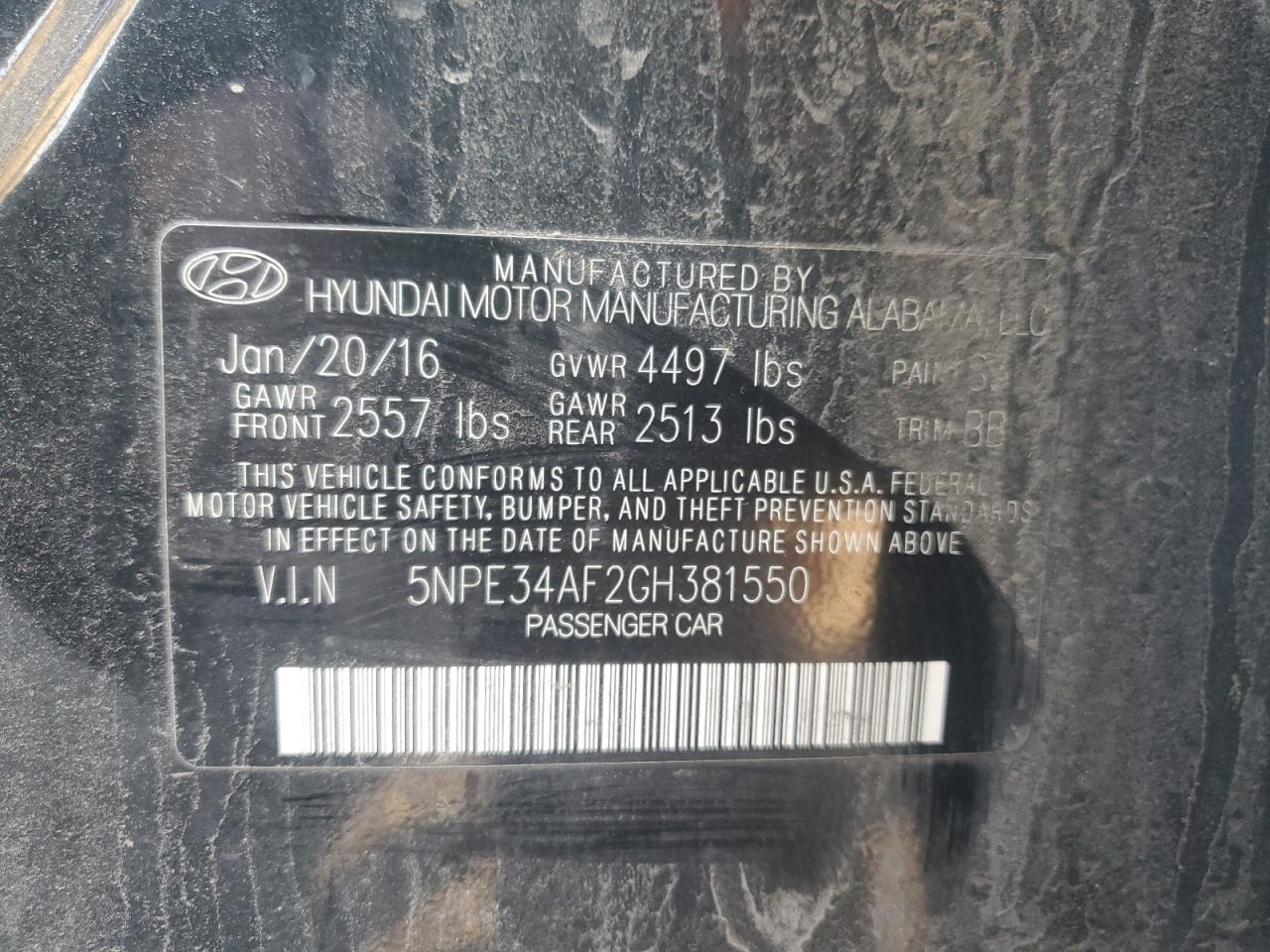 2016 HYUNDAI SONATA - Image 12