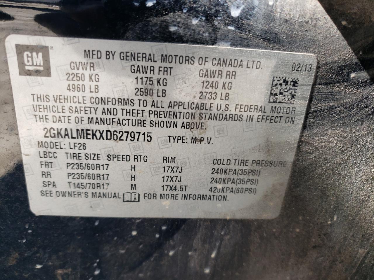 2013 GMC TERRAIN BLACK - Image 13