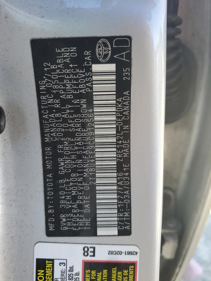 2012 TOYOTA COROLLA SILVER - Image 13