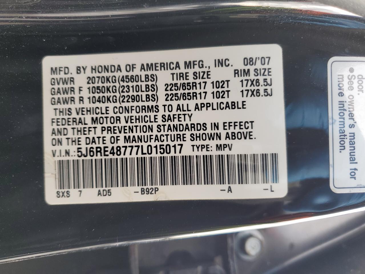 2007 HONDA CRV BLACK - Image 14