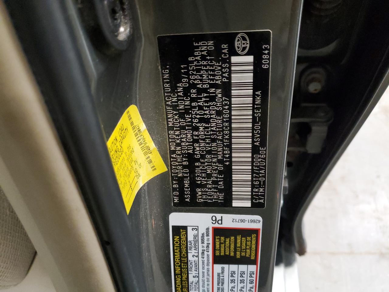 2012 TOYOTA CAMRY BLACK - Image 12