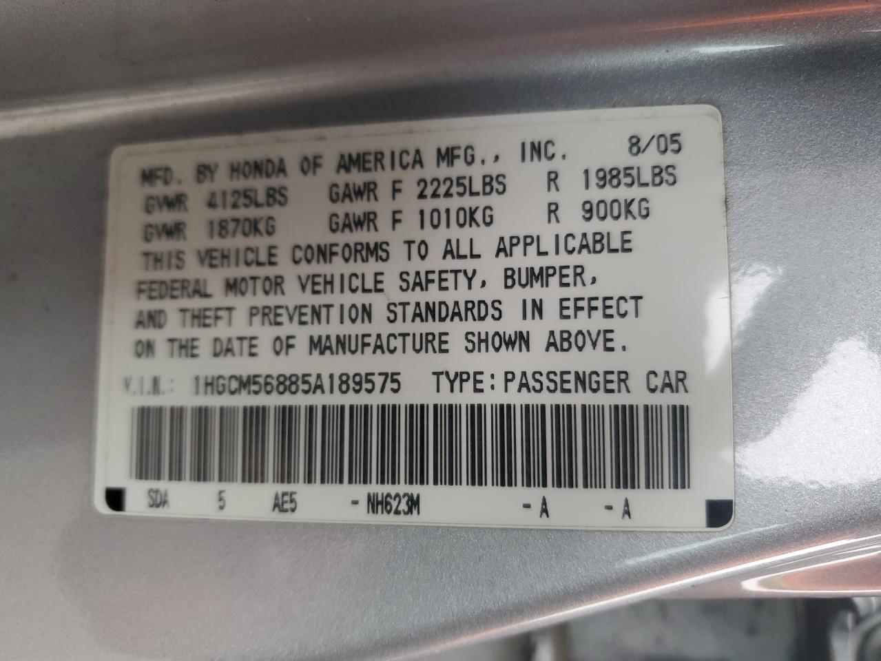 2005 HONDA ACCORD - Image 12