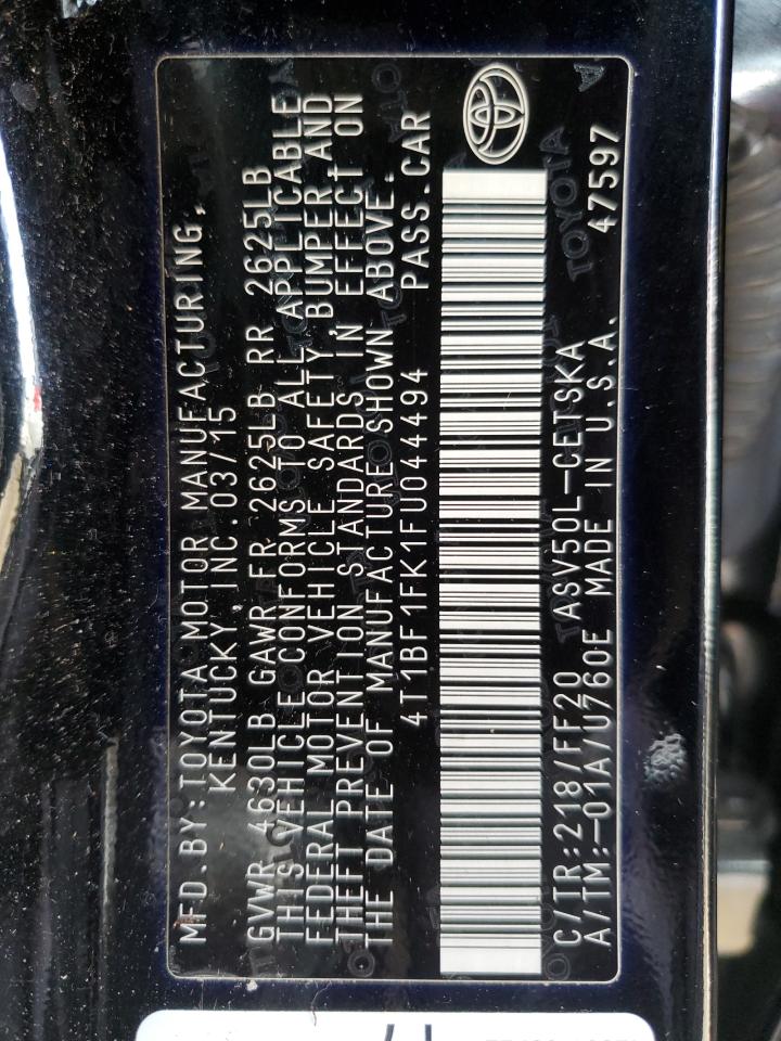2015 TOYOTA CAMRY BLACK - Image 13