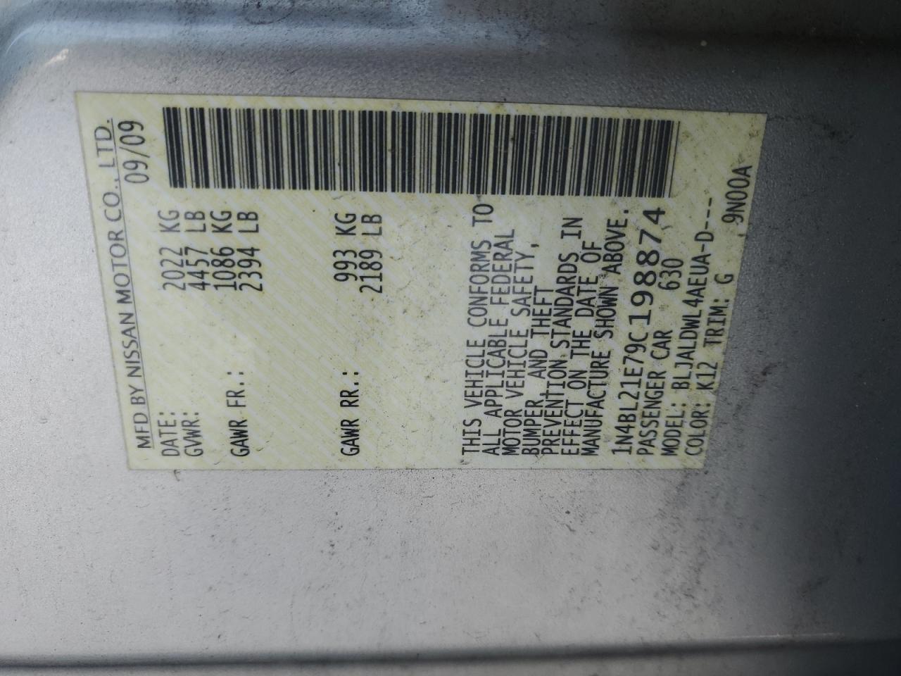 2009 NISSAN ALTIMA - Image 12