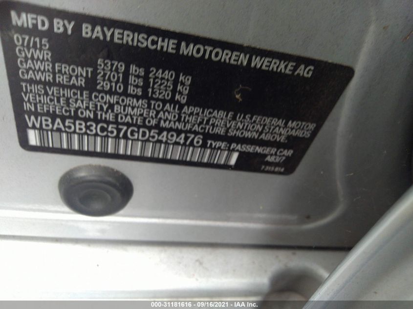 2016 BMW 535I - Image 9