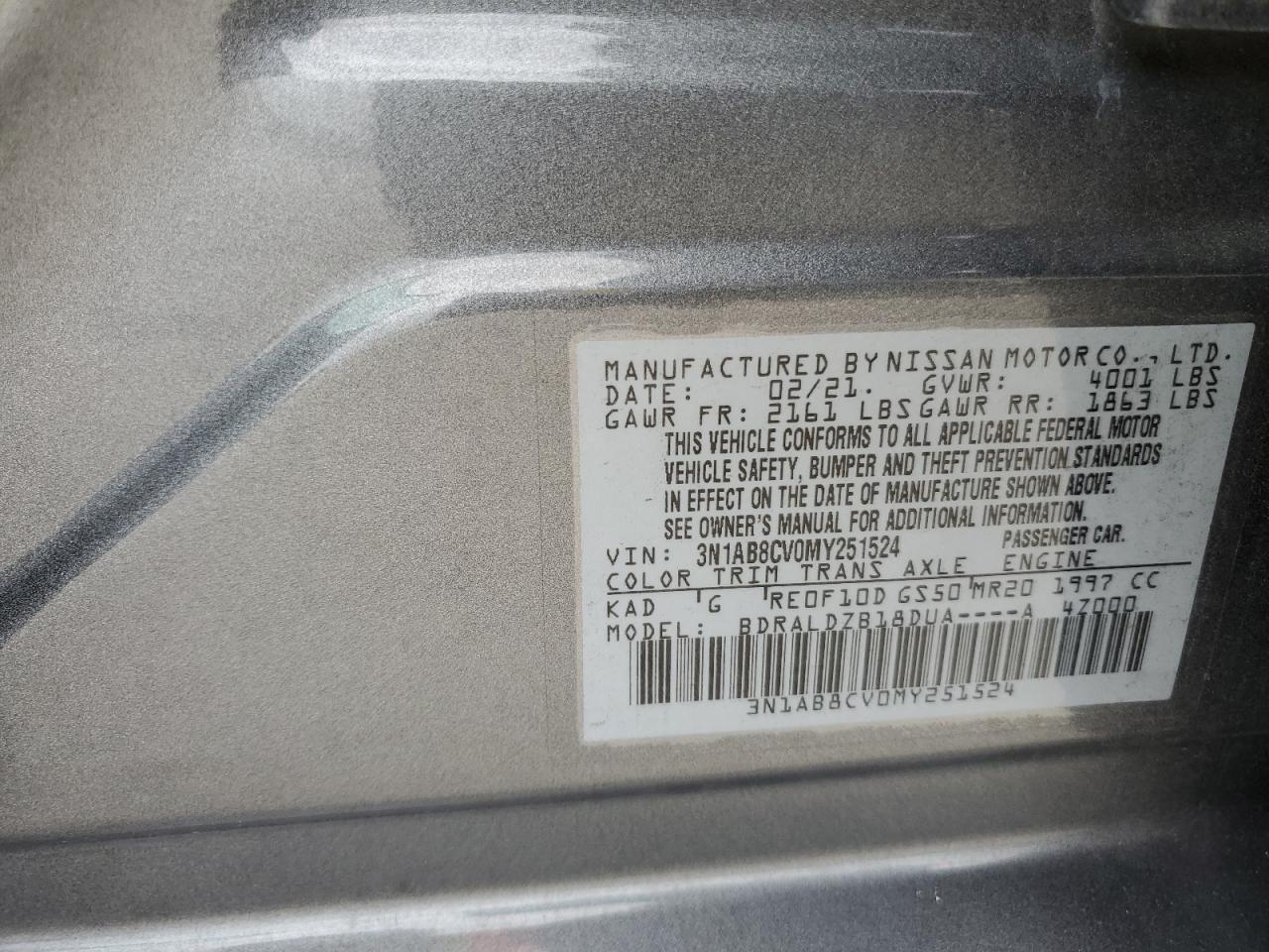 2021 NISSAN SENTRA GRAY - Image 13