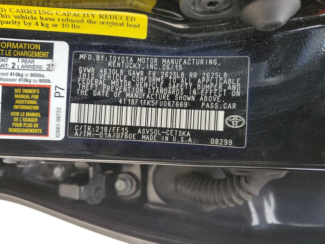 2015 TOYOTA CAMRY - Image 12