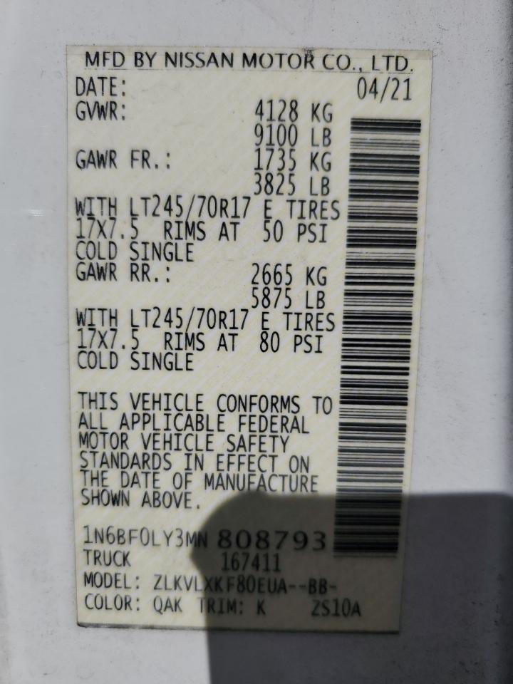 2021 NISSAN NV WHITE - Image 14
