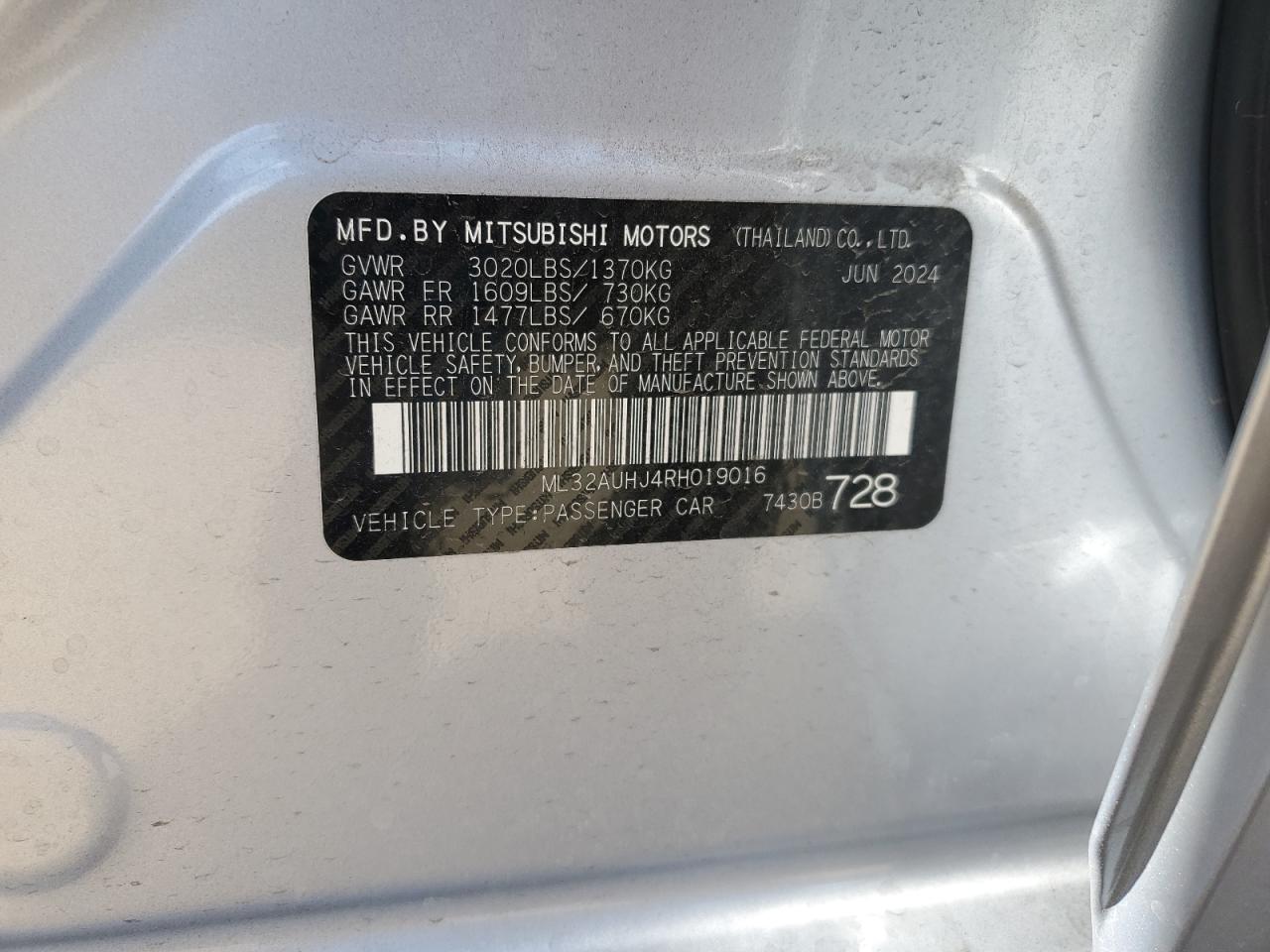 2024 MITSUBISHI MIRAGE SILVER - Image 12