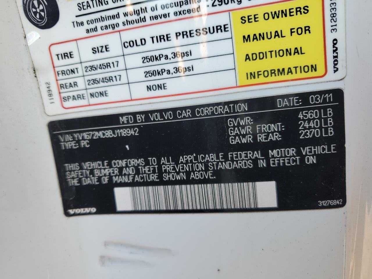 2011 VOLVO C70 - Image 12