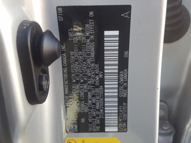 2009 LEXUS RX350 SILVER - Image 10