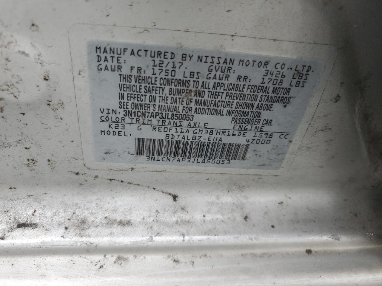 2018 NISSAN VERSA - Image 12