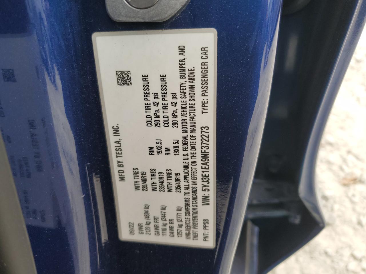 2022 TESLA MODEL 3 - Image 12