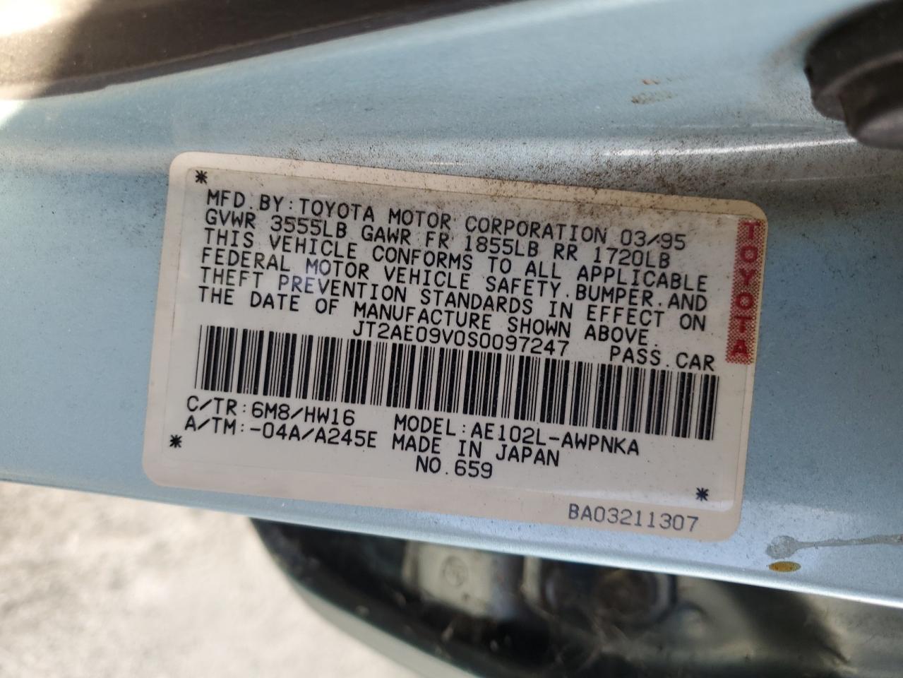 1995 TOYOTA COROLLA - Image 12