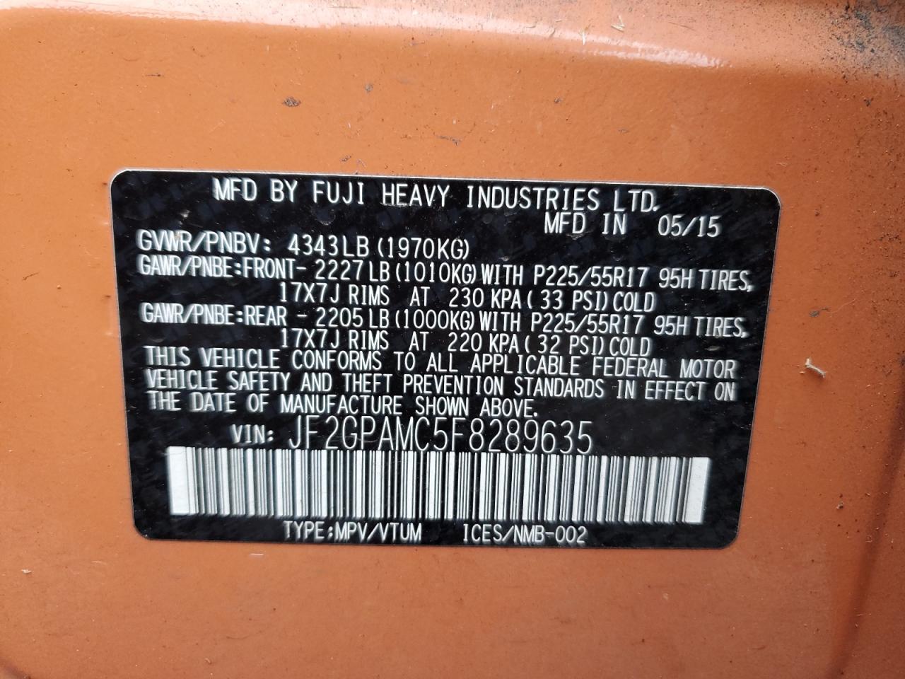 2015 SUBARU XV ORANGE - Image 13