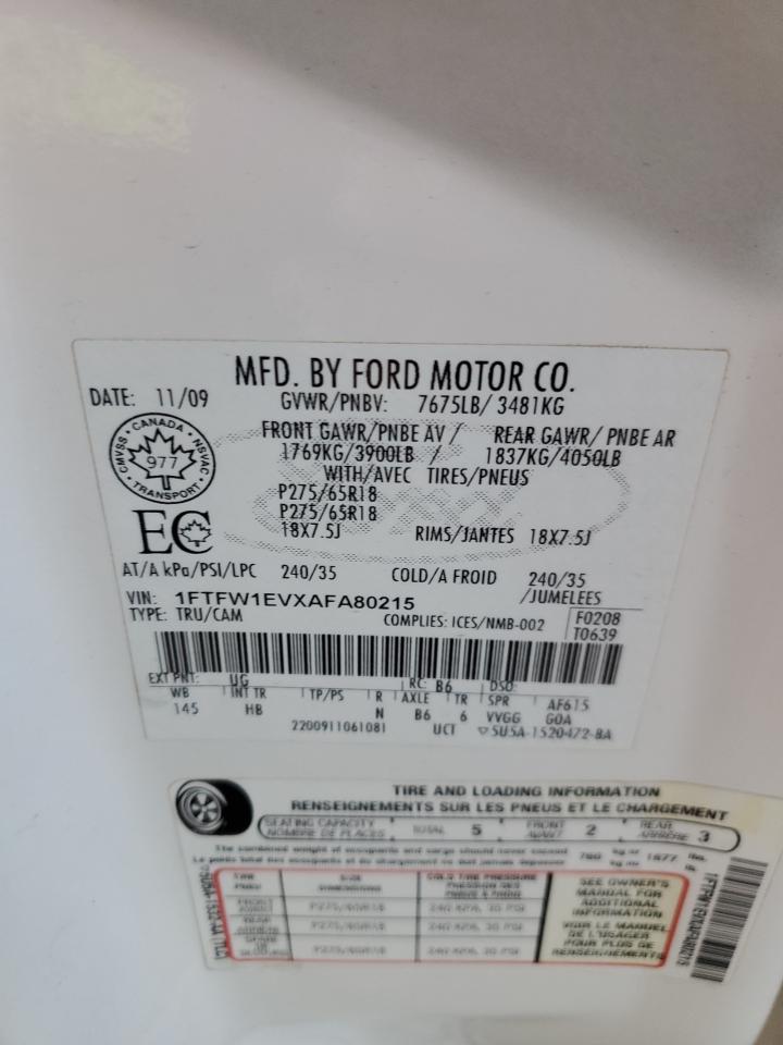 2010 FORD F-150 WHITE - Image 12