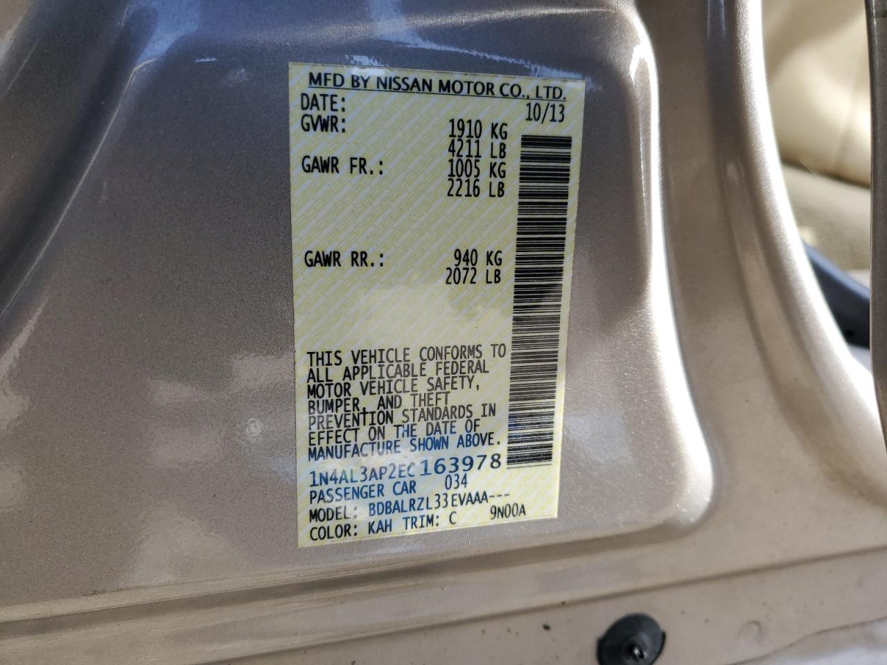 2014 NISSAN ALTIMA - Image 13