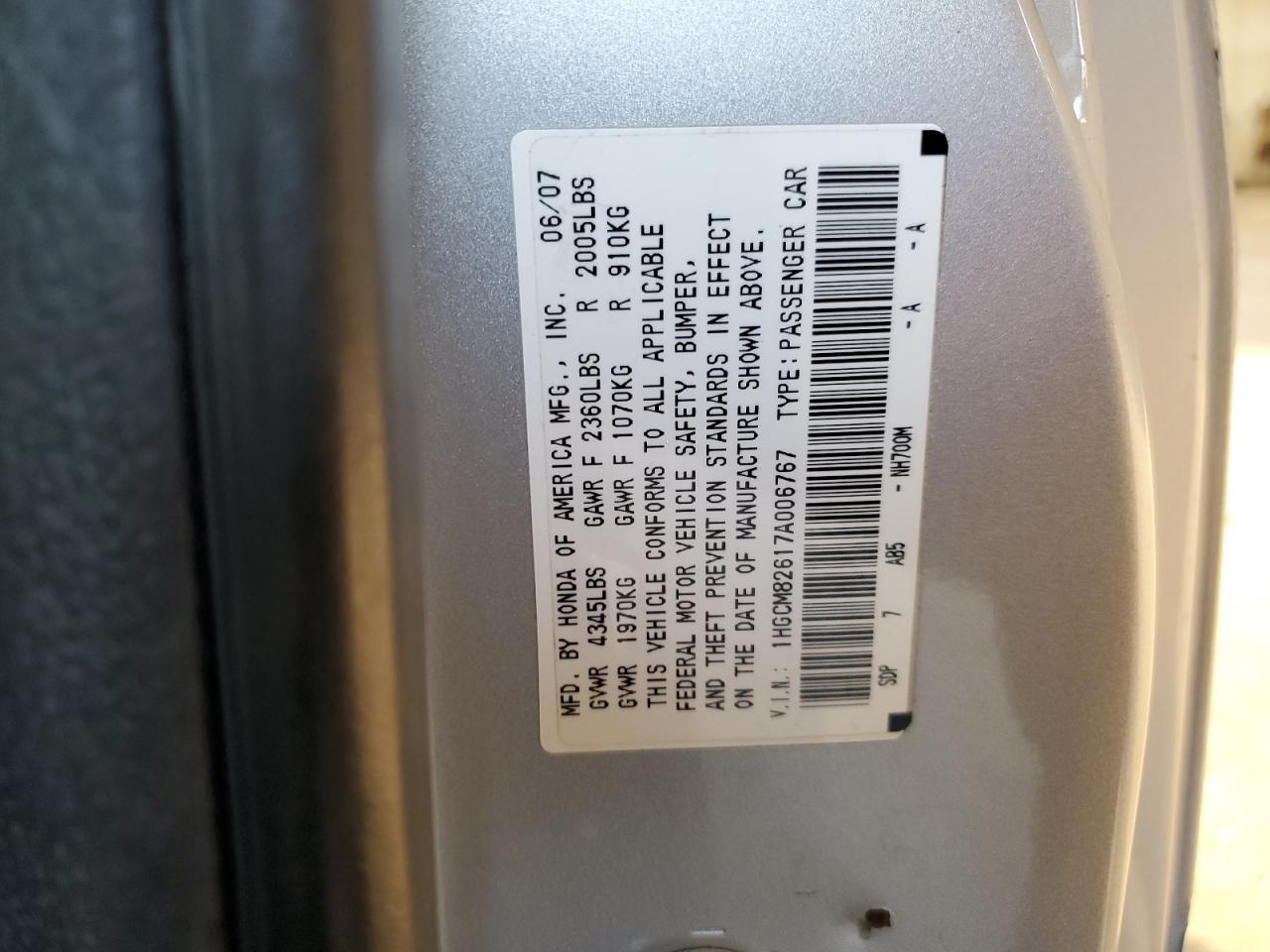 2007 HONDA ACCORD - Image 12